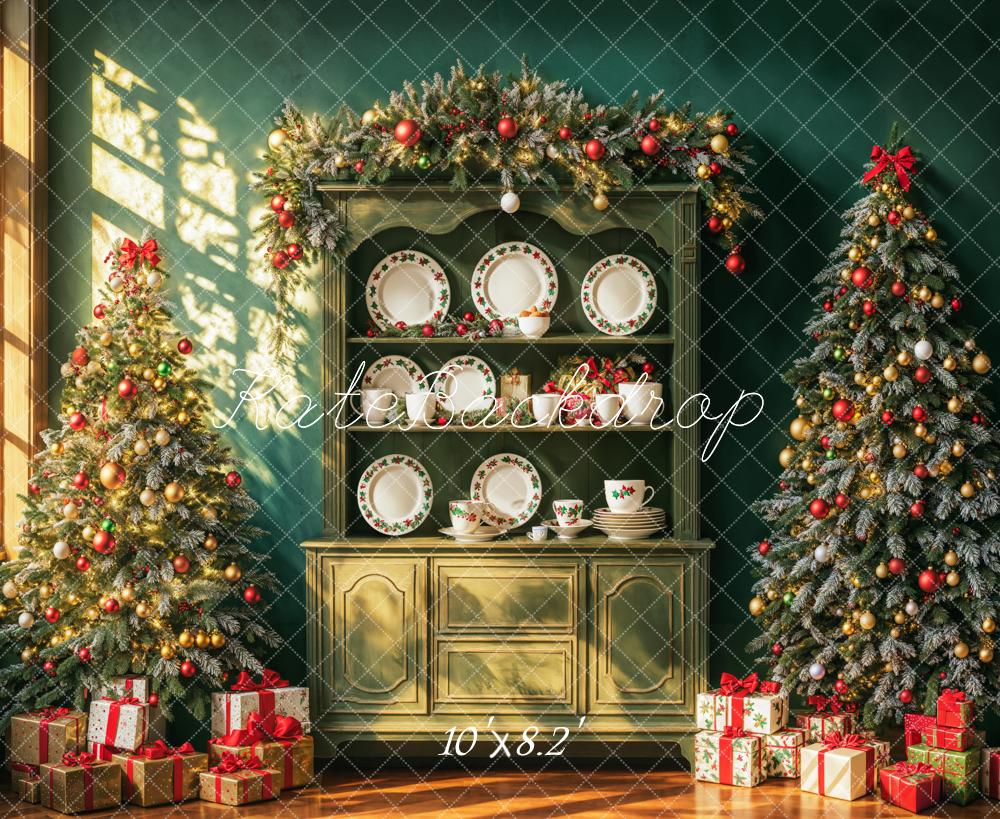Kate Sapin de Noël Rétro Vert Armoire Soleil Toile de fond conçue par Emetselch - Kate Backdrop FR