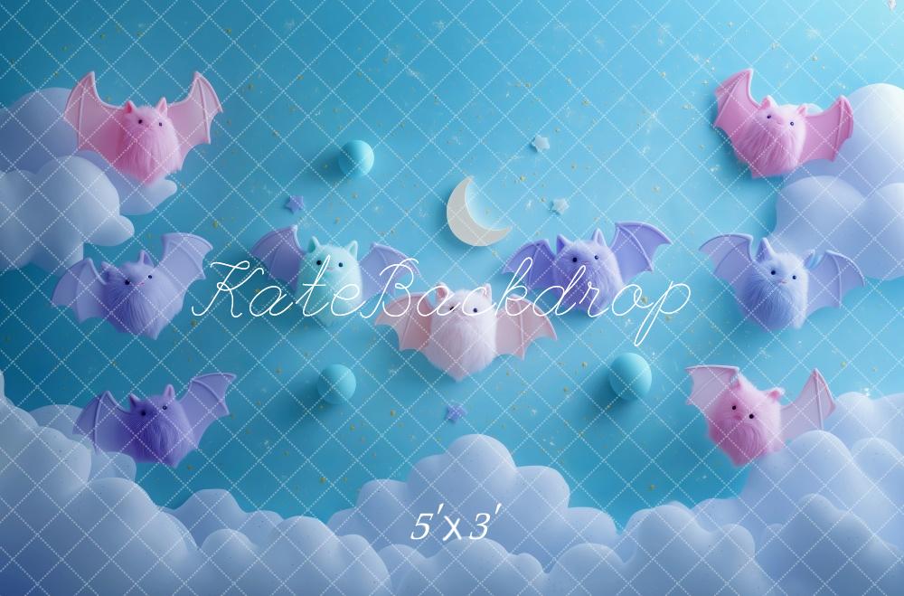 Kate Halloween Chauves-souris Mignonne Ciel Toile de fond conçue par Patty Robert - Kate Backdrop FR