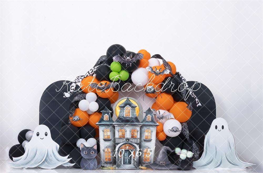 Kate Halloween Cake Smash Château Fantôme Toile de fond conçue par Mini MakeBelieve - Kate Backdrop FR