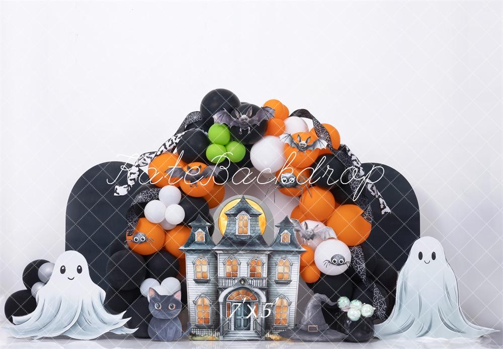 Kate Halloween Cake Smash Château Fantôme Toile de fond conçue par Mini MakeBelieve - Kate Backdrop FR