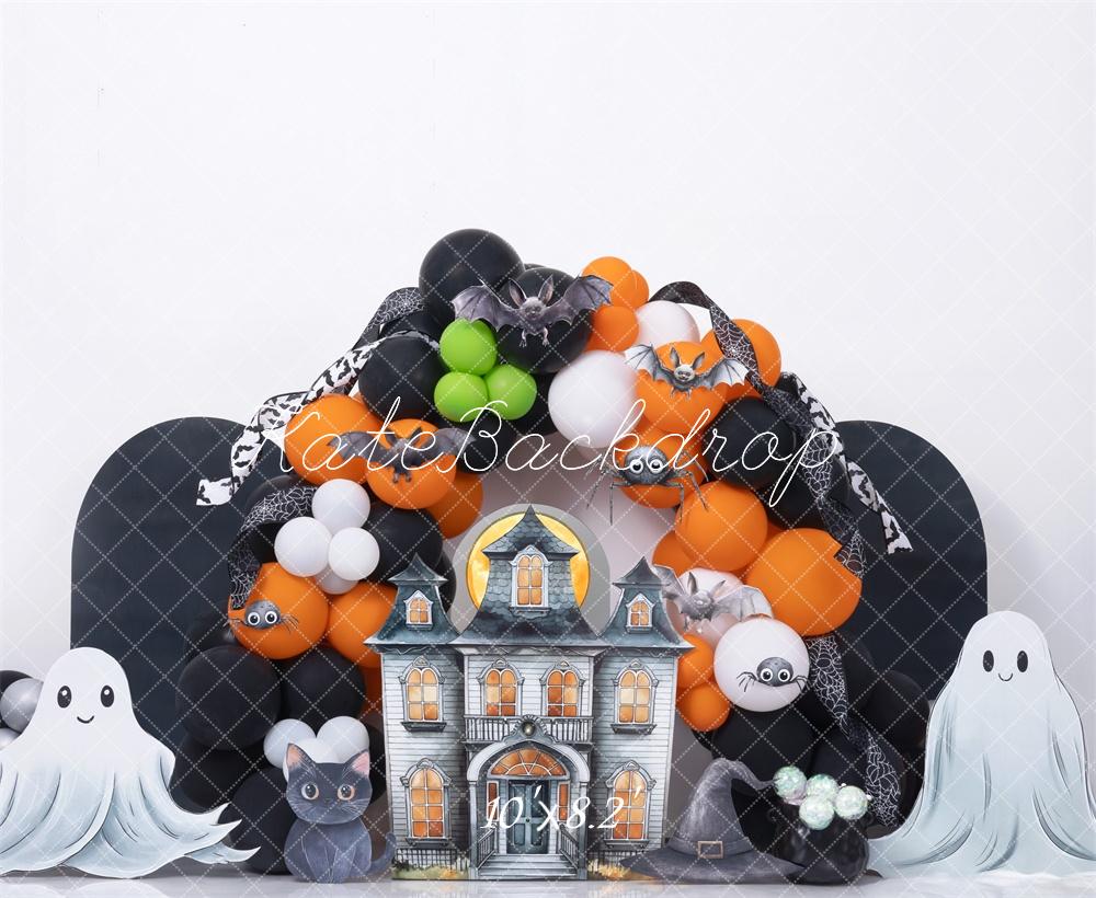 Kate Halloween Cake Smash Château Fantôme Toile de fond conçue par Mini MakeBelieve - Kate Backdrop FR