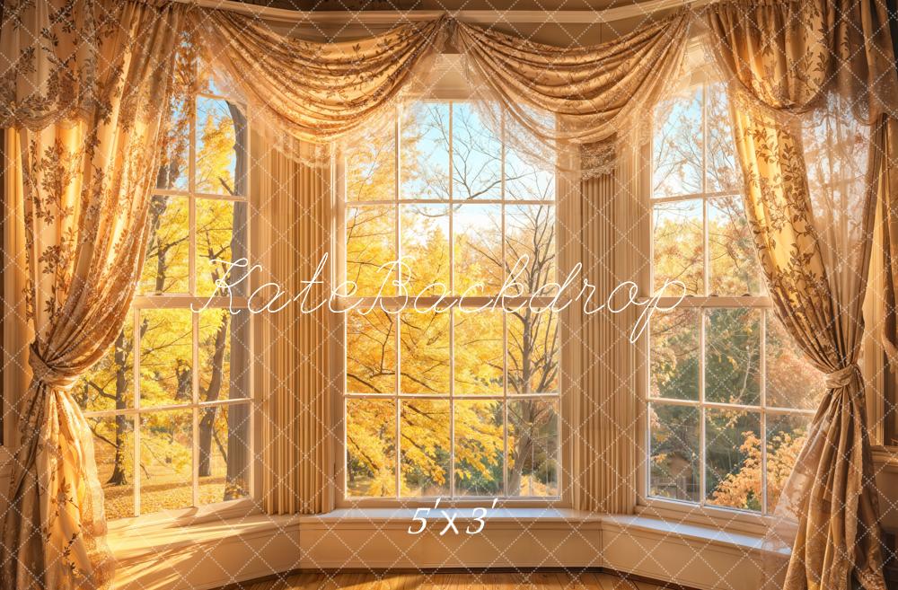 Kate Automne Lumière du soleil Fenêtre Rideau Toile de fond conçue par Emetselch - Kate Backdrop FR