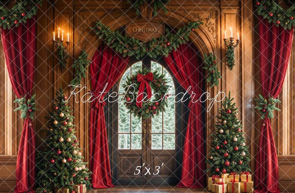 Kate Sapin de Noël Porte Rideaux Couronne Toile de fond conçue par Emetselch - Kate Backdrop FR