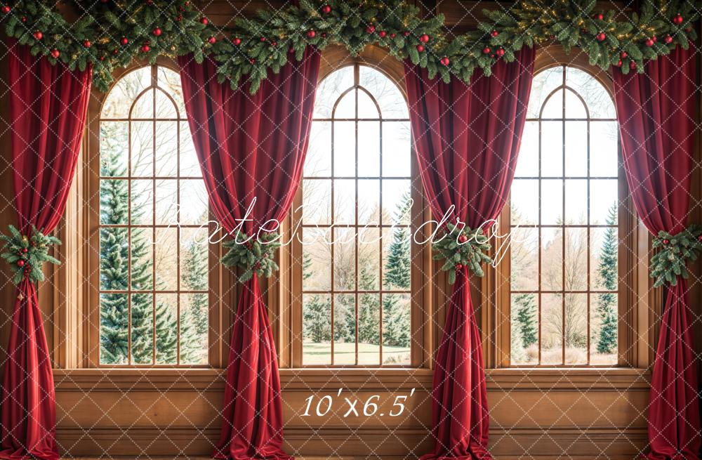 Kate Noël Fenêtre Rideaux Rouge Toile de fond conçue par Emetselch - Kate Backdrop FR