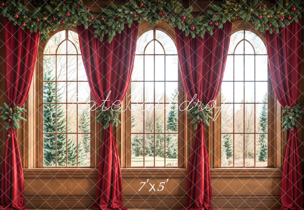 Kate Noël Fenêtre Rideaux Rouge Toile de fond conçue par Emetselch - Kate Backdrop FR