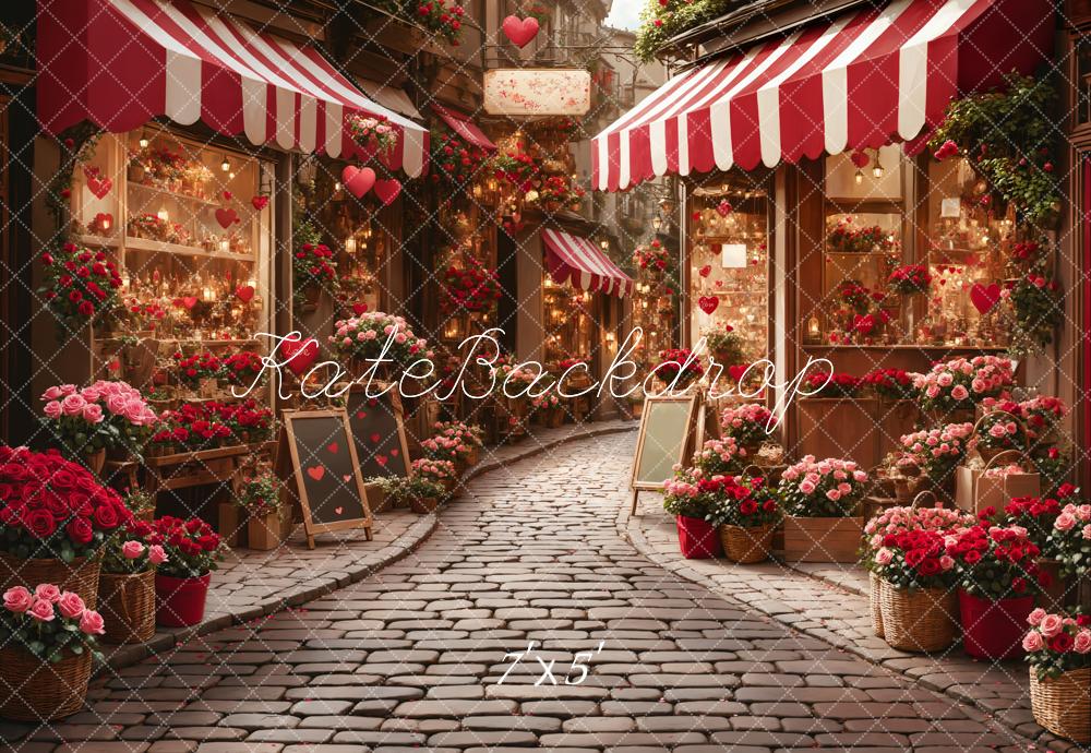 Kate Saint Valentin Boutique de Fleurs Rue Toile de fond conçue par Emetselch - Kate Backdrop FR