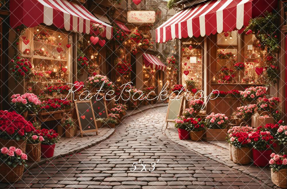Kate Saint Valentin Boutique de Fleurs Rue Toile de fond conçue par Emetselch - Kate Backdrop FR