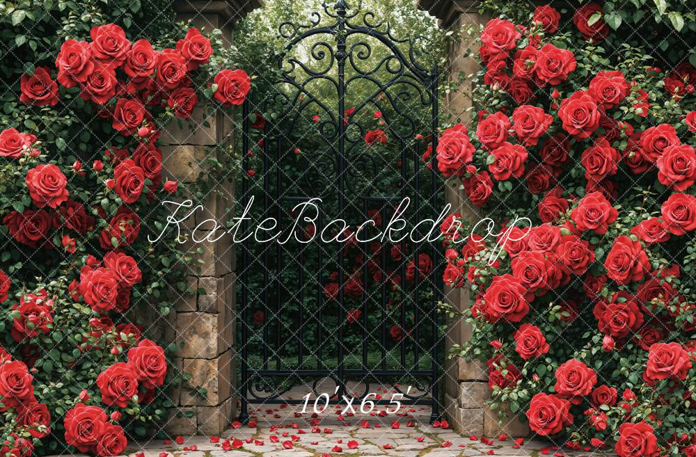 Kate Roses Rouge Jardin Portail Toile de fond conçue par Emetselch - Kate Backdrop FR
