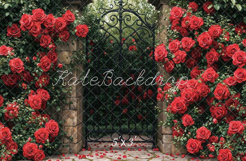 Kate Roses Rouge Jardin Portail Toile de fond conçue par Emetselch - Kate Backdrop FR