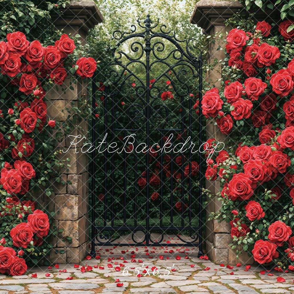 Kate Roses Rouge Jardin Portail Toile de fond conçue par Emetselch - Kate Backdrop FR