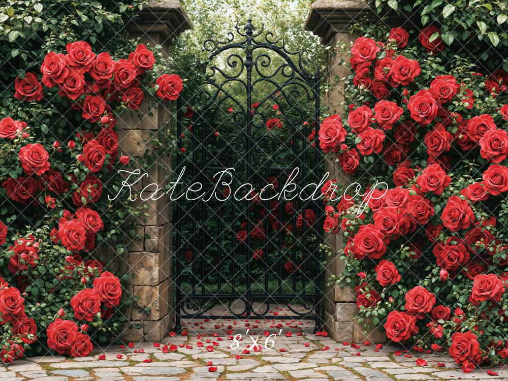 Kate Roses Rouge Jardin Portail Toile de fond conçue par Emetselch - Kate Backdrop FR