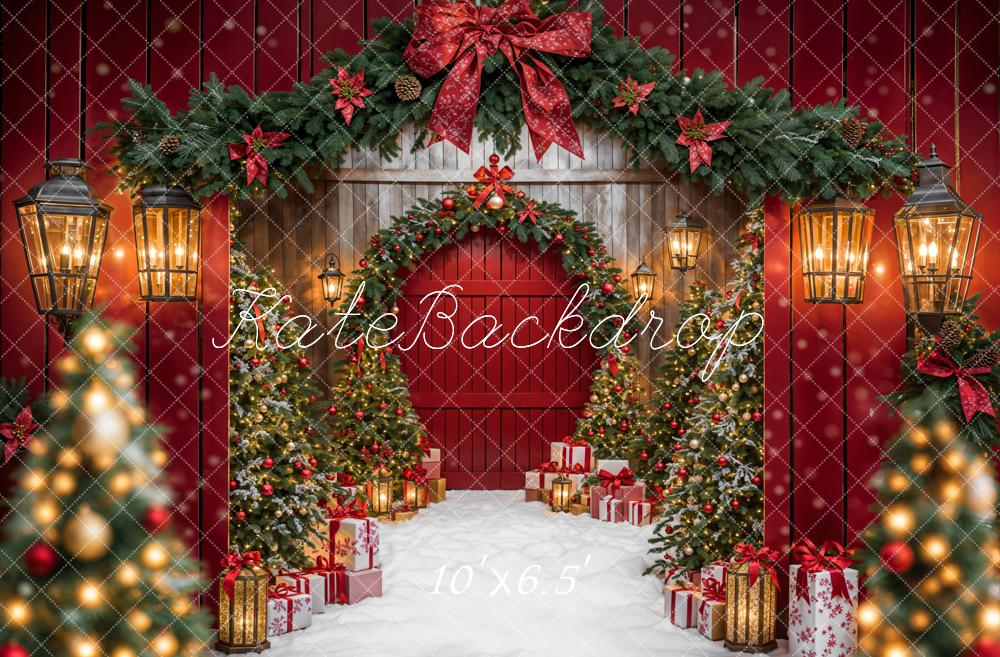 Kate Sapin de Noël Guirlande Arche Lumières Toile de fond conçue par Emetselch - Kate Backdrop FR