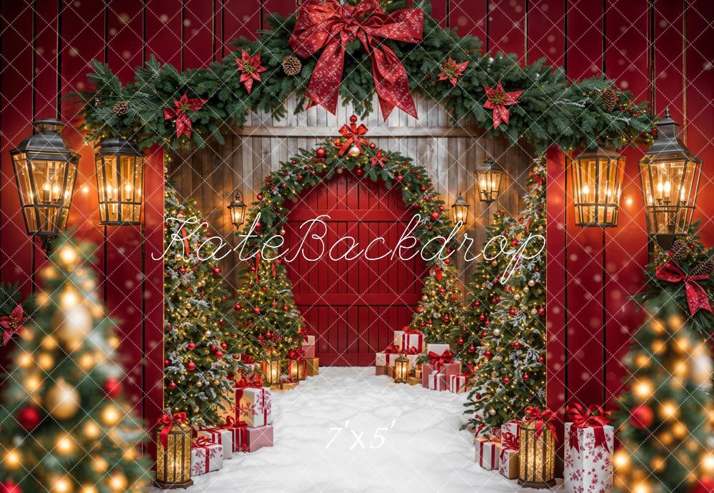 Kate Sapin de Noël Guirlande Arche Lumières Toile de fond conçue par Emetselch - Kate Backdrop FR