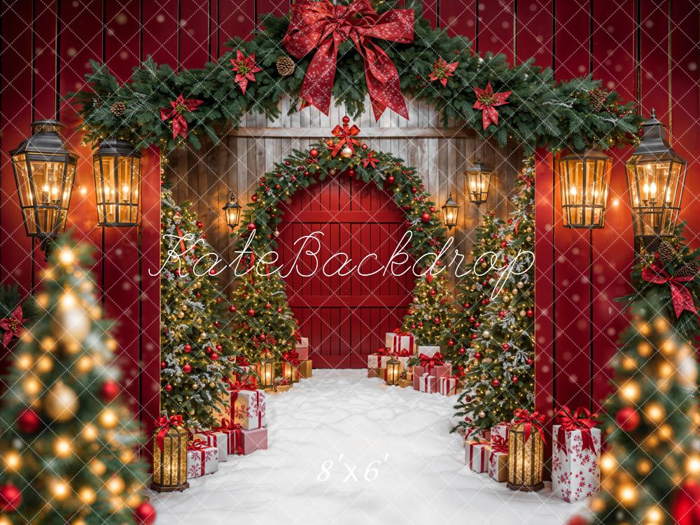 Kate Sapin de Noël Guirlande Arche Lumières Toile de fond conçue par Emetselch - Kate Backdrop FR