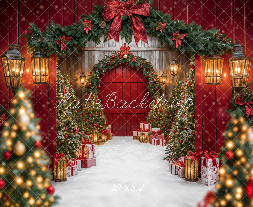 Kate Sapin de Noël Guirlande Arche Lumières Toile de fond conçue par Emetselch - Kate Backdrop FR