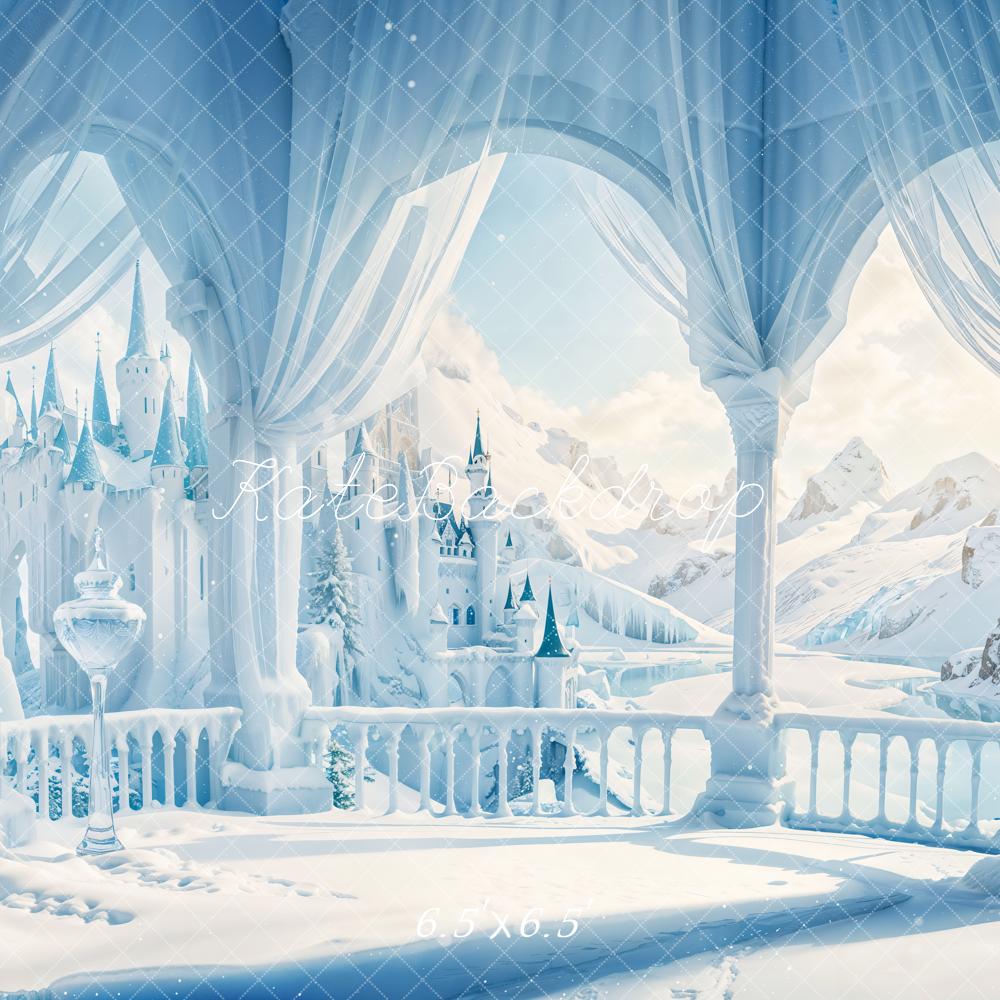 Kate Hiver Château Fantastique Balcon Neige Toile de fond conçue par Emetselch - Kate Backdrop FR