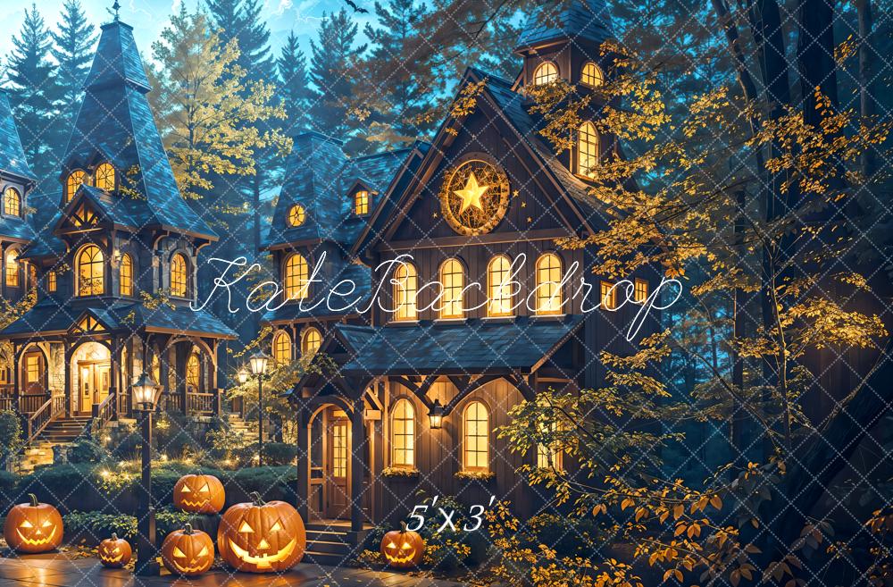 Kate Halloween Citrouille Forêt Maison Toile de fond conçue par Emetselch - Kate Backdrop FR