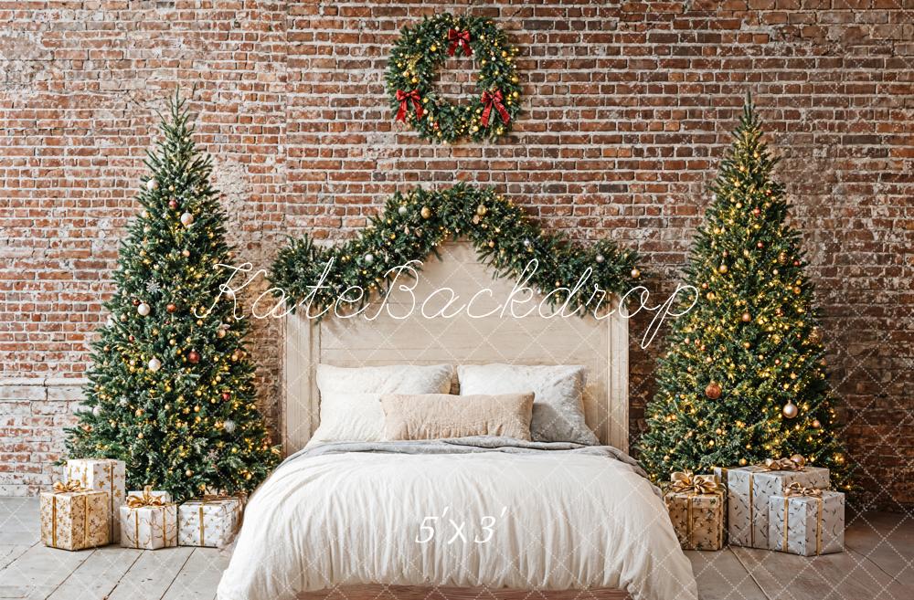 Kate Noël Chambre Mur de briques Lit Toile de fond conçue par Emetselch - Kate Backdrop FR