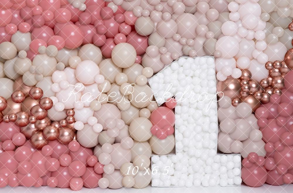 Kate Anniversaire Mur de ballons Rose Or Toile de fond conçue par Kerry Anderson - Kate Backdrop FR