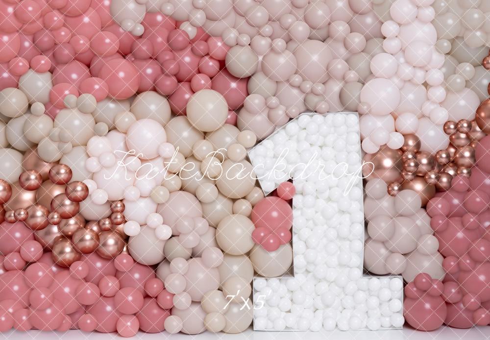 Kate Anniversaire Mur de ballons Rose Or Toile de fond conçue par Kerry Anderson - Kate Backdrop FR