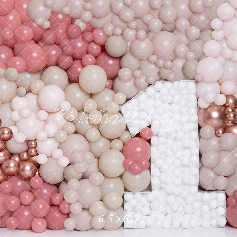 Kate Anniversaire Mur de ballons Rose Or Toile de fond conçue par Kerry Anderson - Kate Backdrop FR
