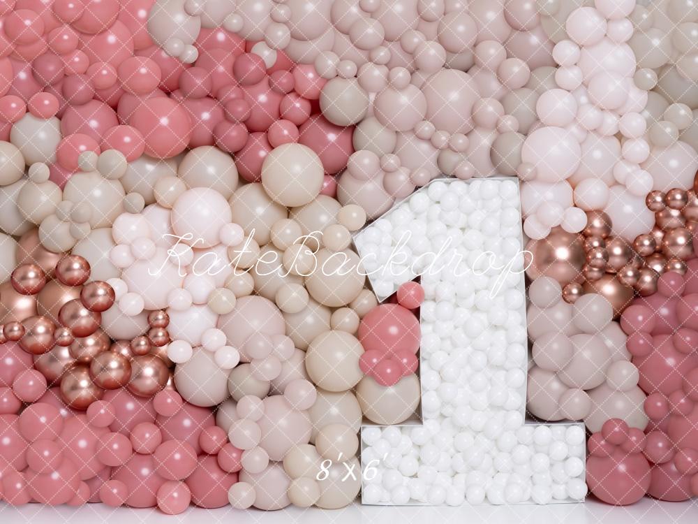 Kate Anniversaire Mur de ballons Rose Or Toile de fond conçue par Kerry Anderson - Kate Backdrop FR