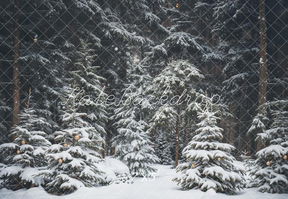 Kate Neige Forêt de pins Hiver Toile de fond conçue par Emetselch - Kate Backdrop FR