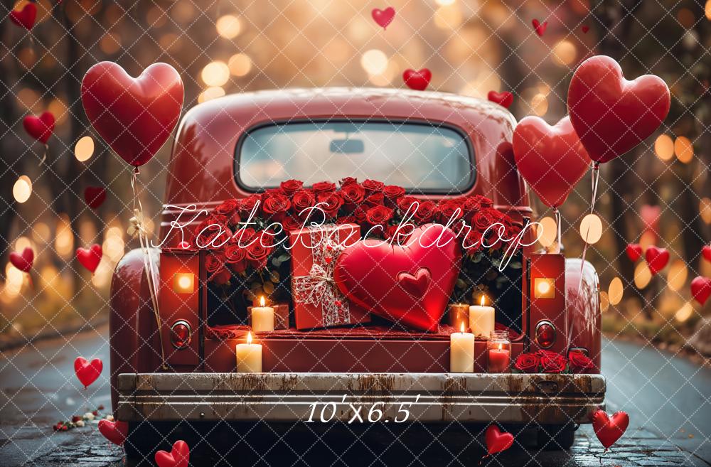 Kate Saint Valentin Voiture Rouge Ballons Toile de fond conçue par Emetselch - Kate Backdrop FR
