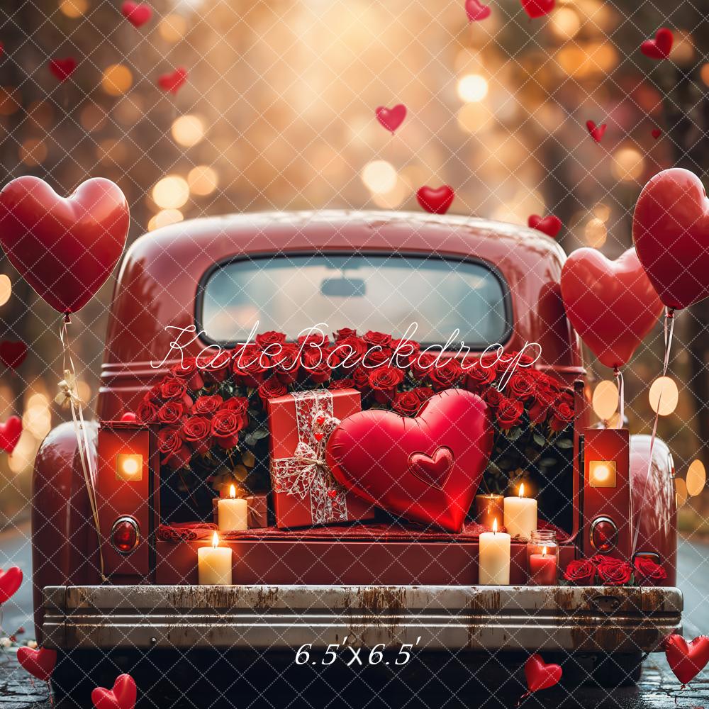 Kate Saint Valentin Voiture Rouge Ballons Toile de fond conçue par Emetselch - Kate Backdrop FR