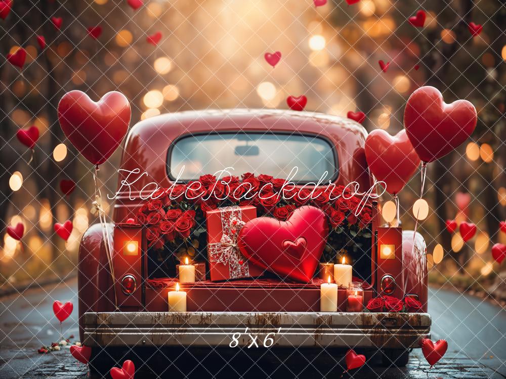Kate Saint Valentin Voiture Rouge Ballons Toile de fond conçue par Emetselch - Kate Backdrop FR