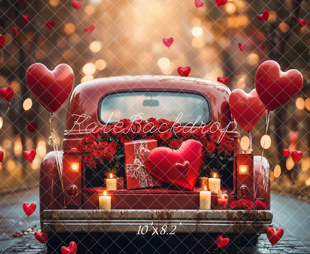 Kate Saint Valentin Voiture Rouge Ballons Toile de fond conçue par Emetselch - Kate Backdrop FR