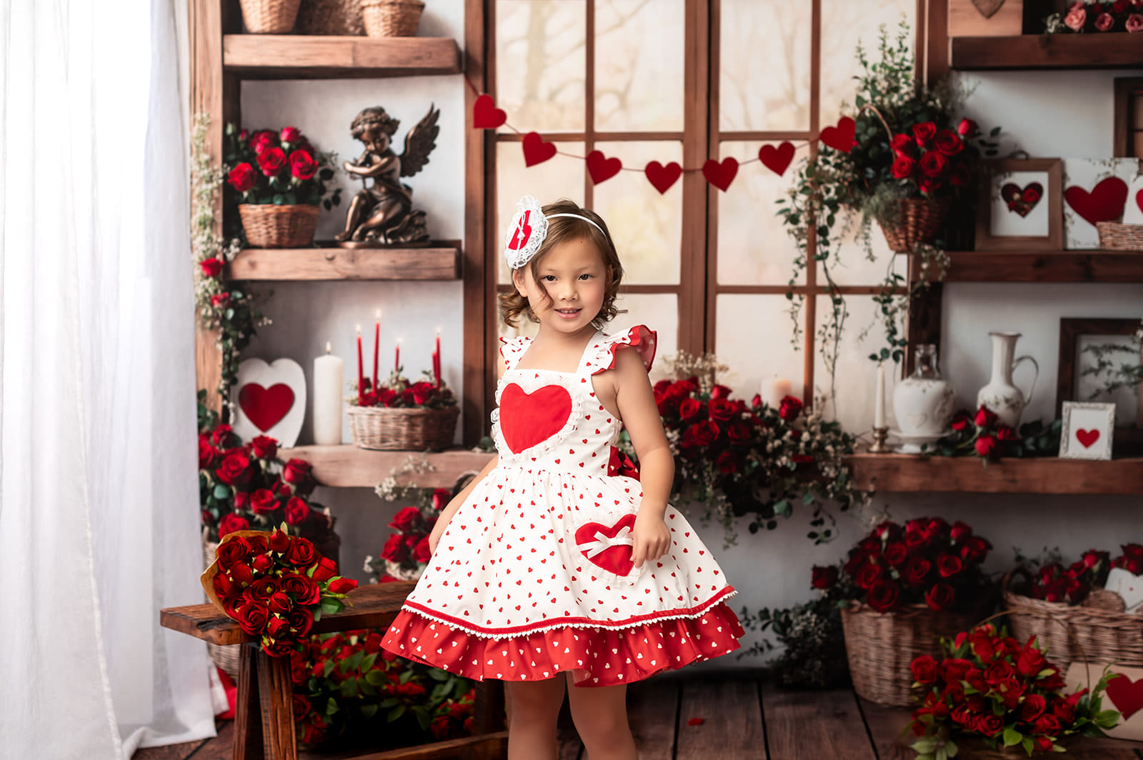 Kate Saint Valentin Roses Étagères Fenêtre Toile de fond conçue par Emetselch - Kate Backdrop FR