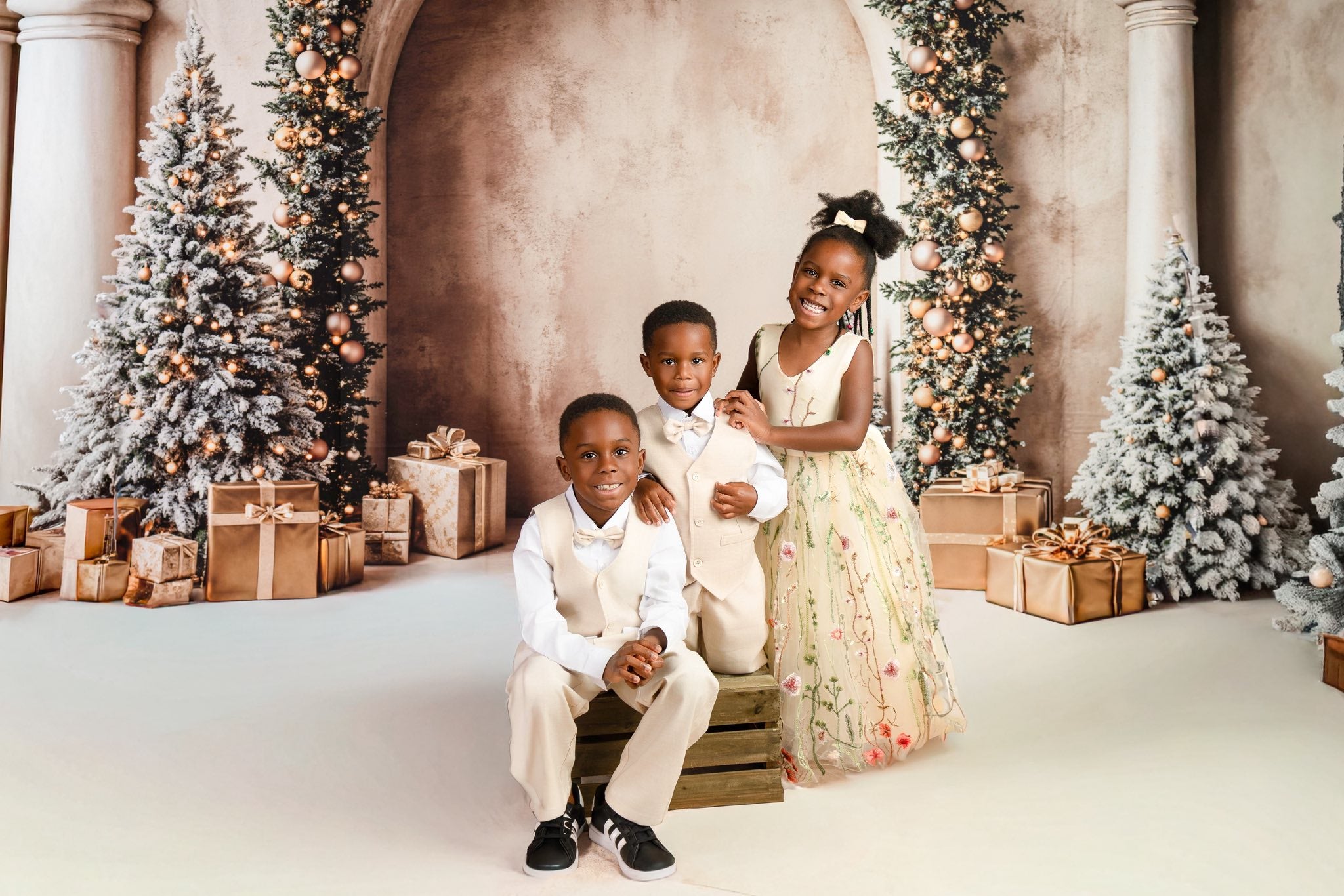 Kate Arbre de Noël Arche Cadeaux Doré Toile de fond conçue par Emetselch - Kate Backdrop FR