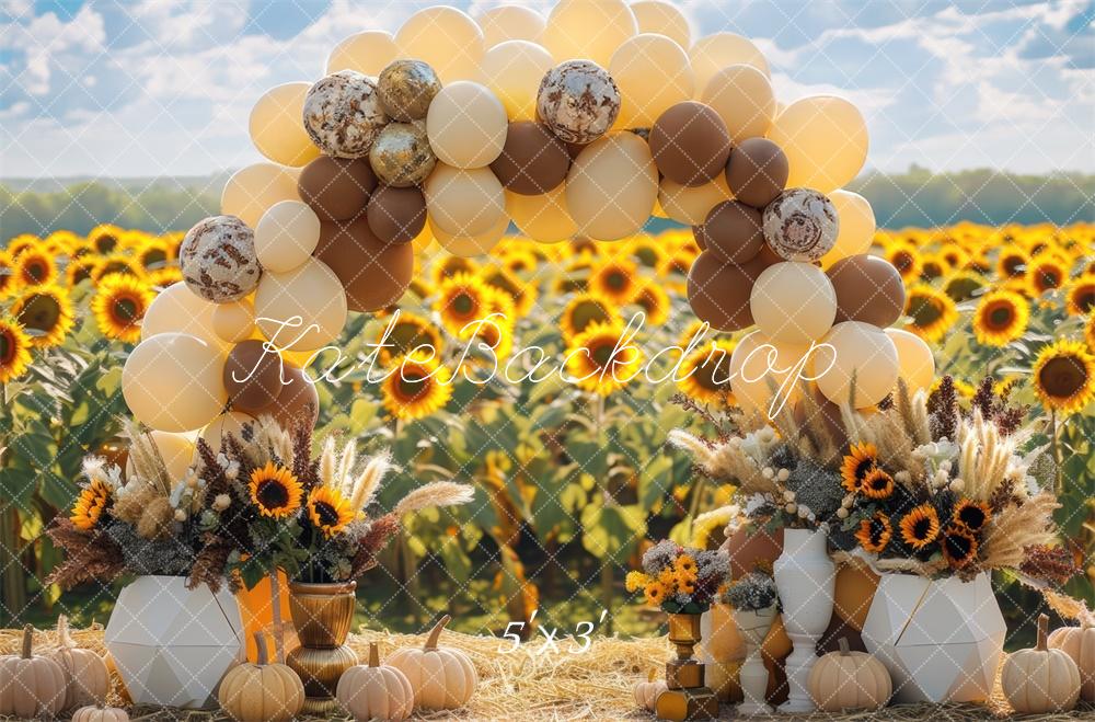 Kate Automne Ballon Arche Tournesols Toile de fond conçue par Mini MakeBelieve - Kate Backdrop FR