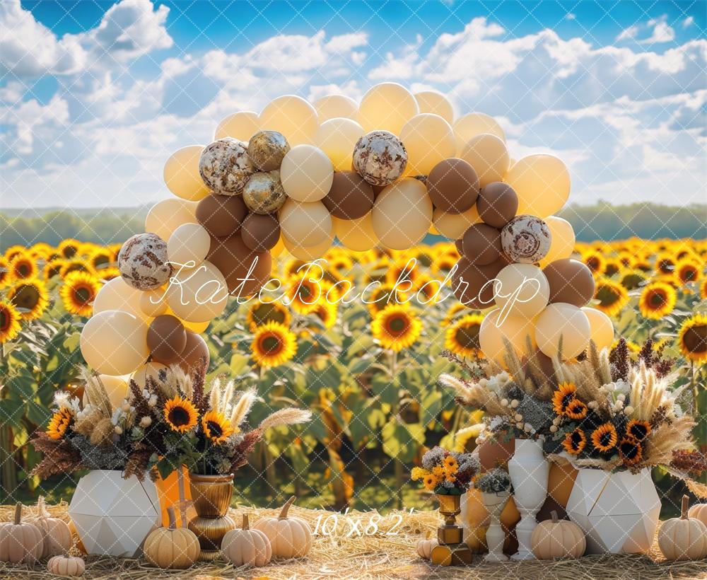 Kate Automne Ballon Arche Tournesols Toile de fond conçue par Mini MakeBelieve - Kate Backdrop FR