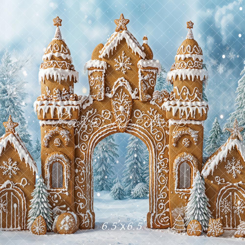 Kate Noël Château en Pain d'épices Neige Toile de fond conçue par Emetselch - Kate Backdrop FR