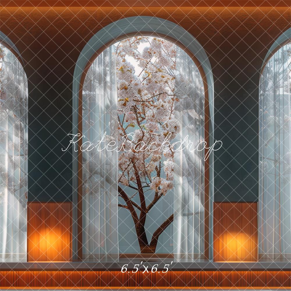 Kate Fleur de cerisier Fenêtre Rose Moderne Toile de fond conçue par Mini MakeBelieve - Kate Backdrop FR