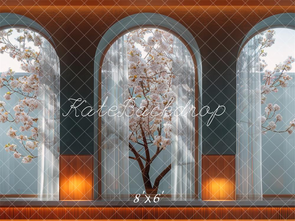 Kate Fleur de cerisier Fenêtre Rose Moderne Toile de fond conçue par Mini MakeBelieve - Kate Backdrop FR