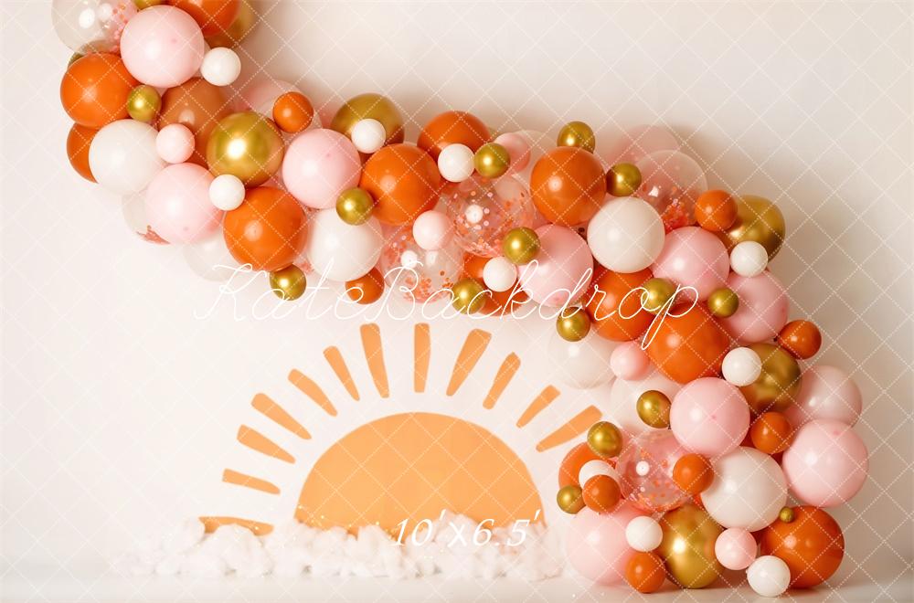 Kate Cake smash Ballons Lever du soleil Toile de fond conçue par Mandy Ringe - Kate Backdrop FR