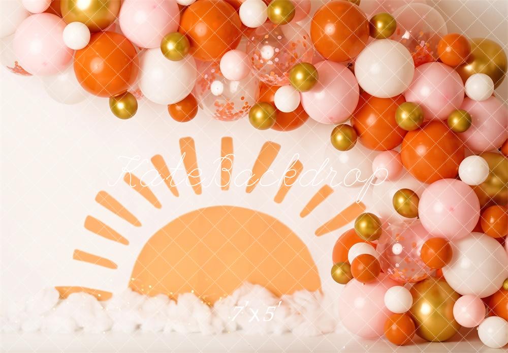 Kate Cake smash Ballons Lever du soleil Toile de fond conçue par Mandy Ringe - Kate Backdrop FR