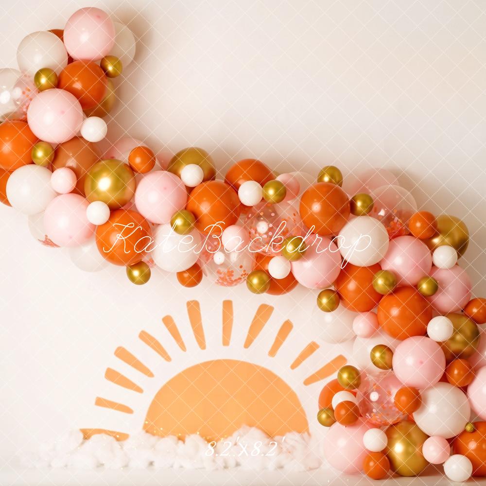 Kate Cake smash Ballons Lever du soleil Toile de fond conçue par Mandy Ringe - Kate Backdrop FR