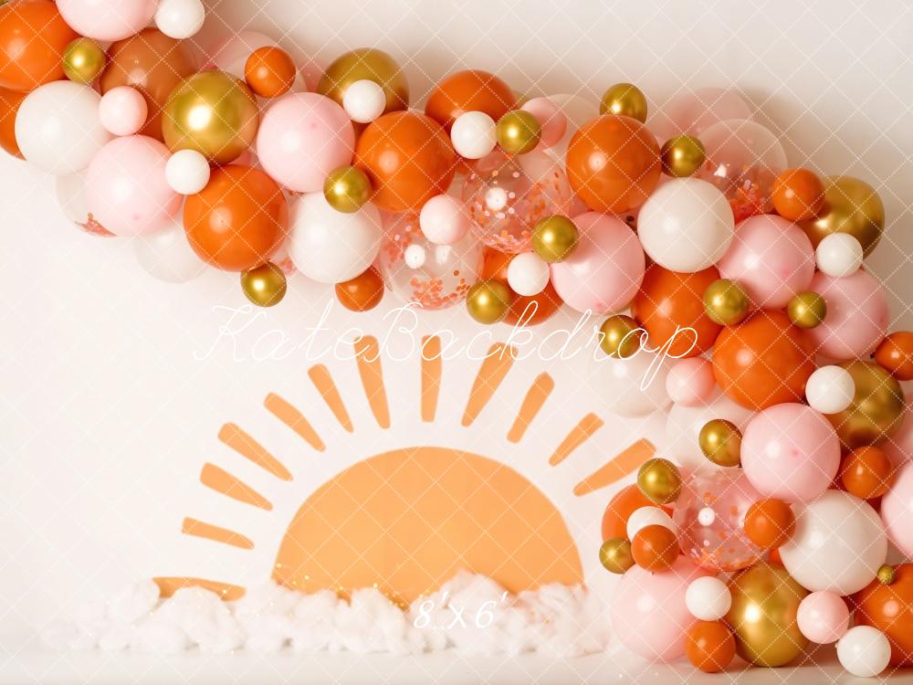 Kate Cake smash Ballons Lever du soleil Toile de fond conçue par Mandy Ringe - Kate Backdrop FR