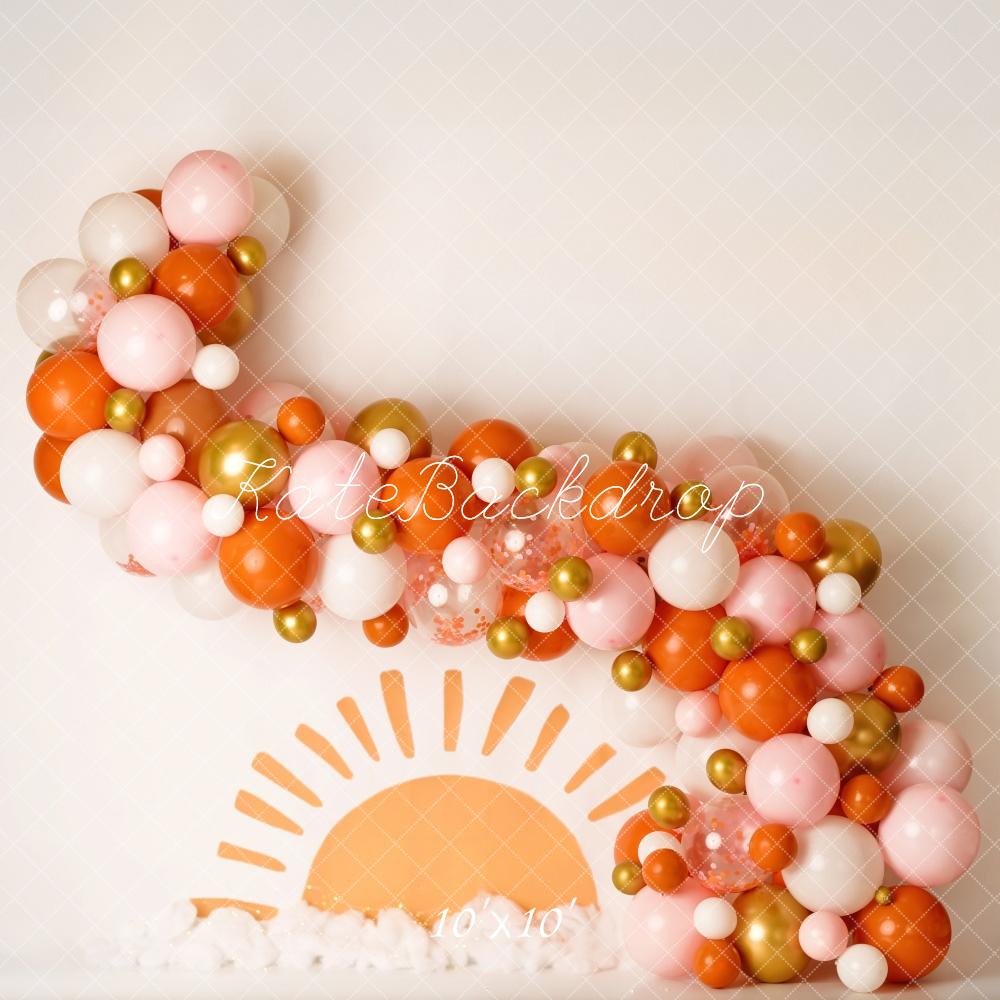Kate Cake smash Ballons Lever du soleil Toile de fond conçue par Mandy Ringe - Kate Backdrop FR
