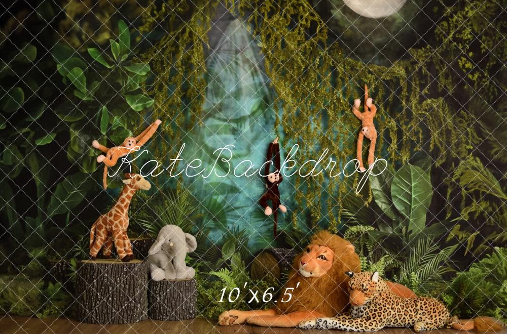 Kate Jungle Animal Cake Smash Enfant Toile de fond conçue par Mandy Ringe - Kate Backdrop FR