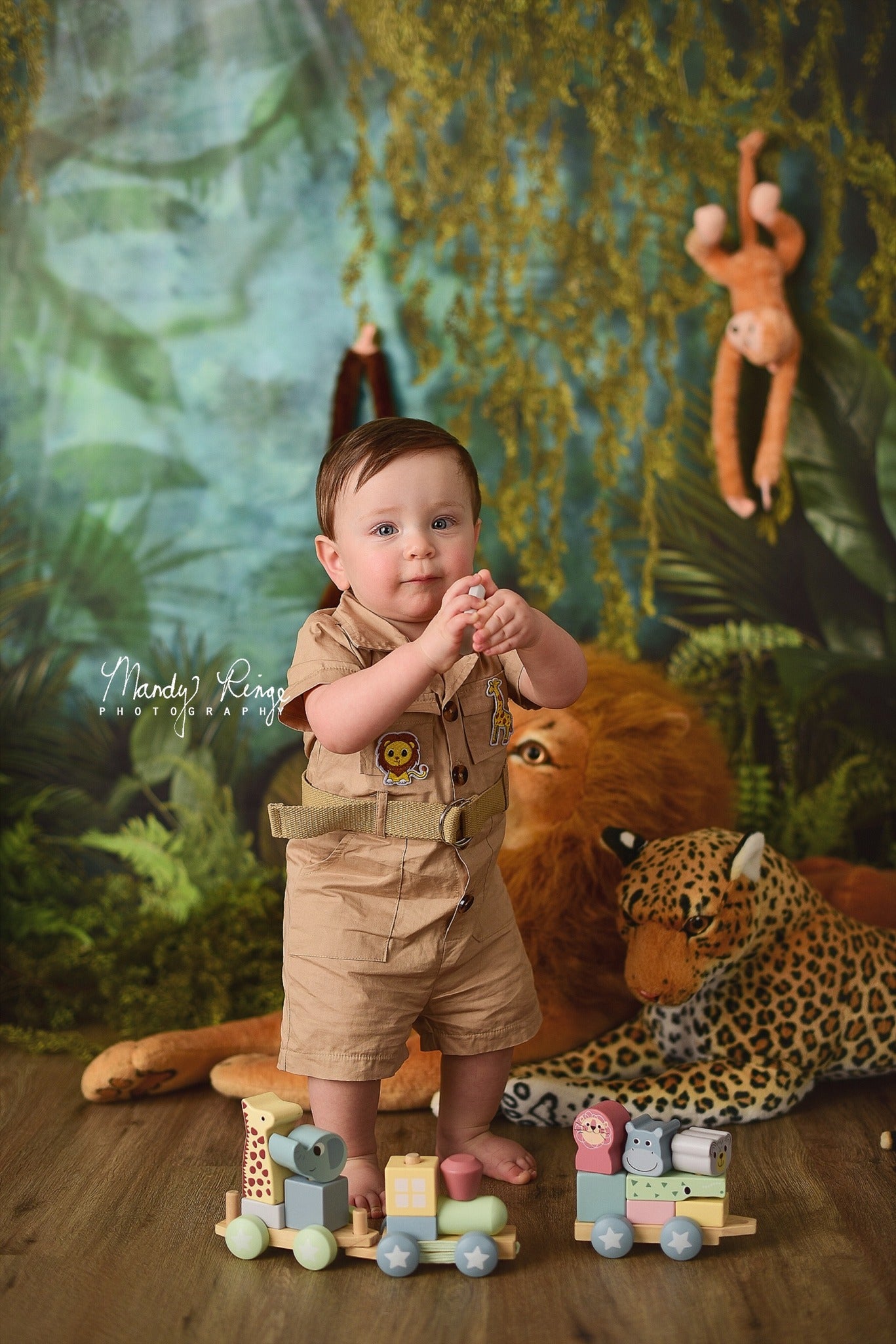 Kate Jungle Animal Cake Smash Enfant Toile de fond conçue par Mandy Ringe - Kate Backdrop FR