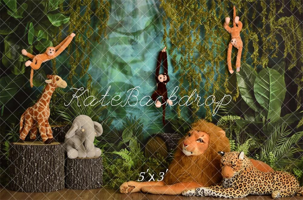 Kate Jungle Animal Cake Smash Enfant Toile de fond conçue par Mandy Ringe - Kate Backdrop FR