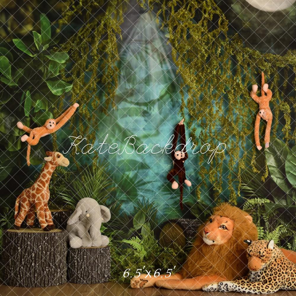 Kate Jungle Animal Cake Smash Enfant Toile de fond conçue par Mandy Ringe - Kate Backdrop FR