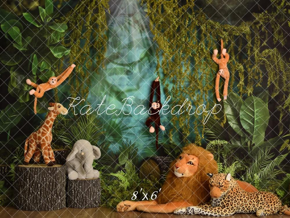Kate Jungle Animal Cake Smash Enfant Toile de fond conçue par Mandy Ringe - Kate Backdrop FR