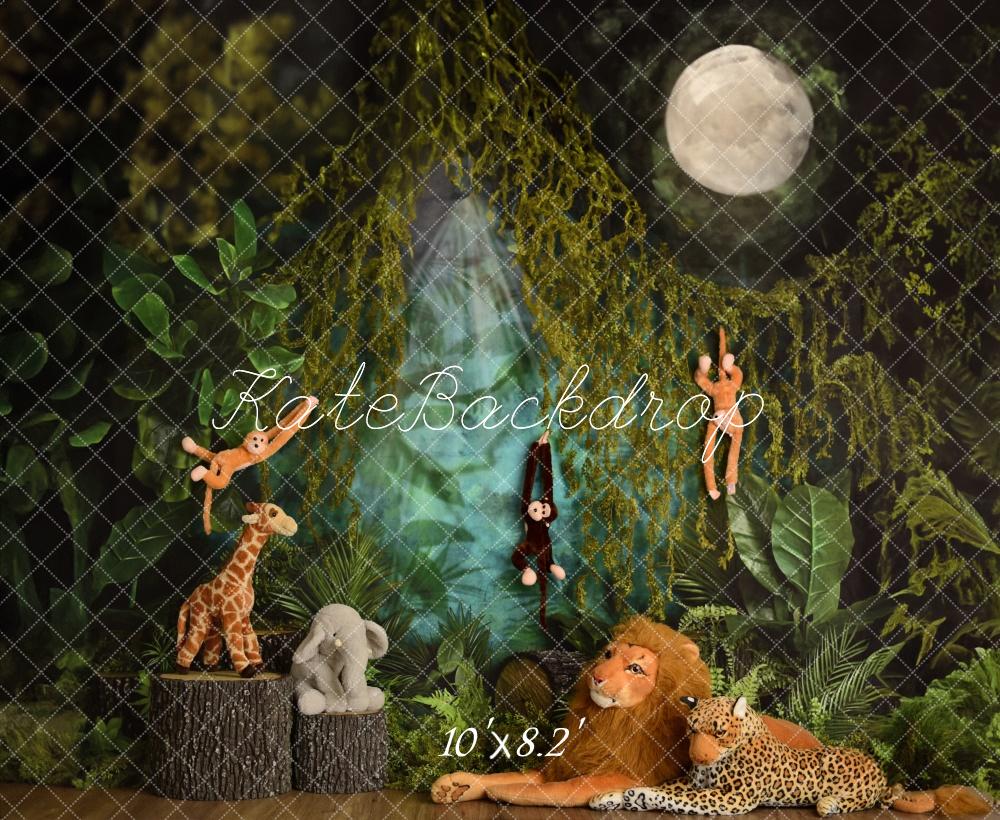 Kate Jungle Animal Cake Smash Enfant Toile de fond conçue par Mandy Ringe - Kate Backdrop FR