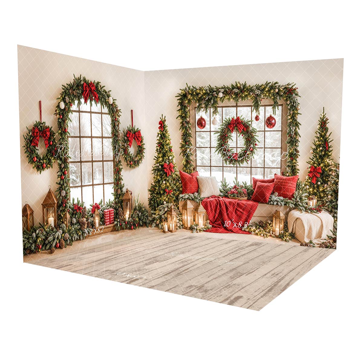 Kate Noël Fenêtre Guirlande Hiver Intérieur Ensemble de chambre - Kate Backdrop FR